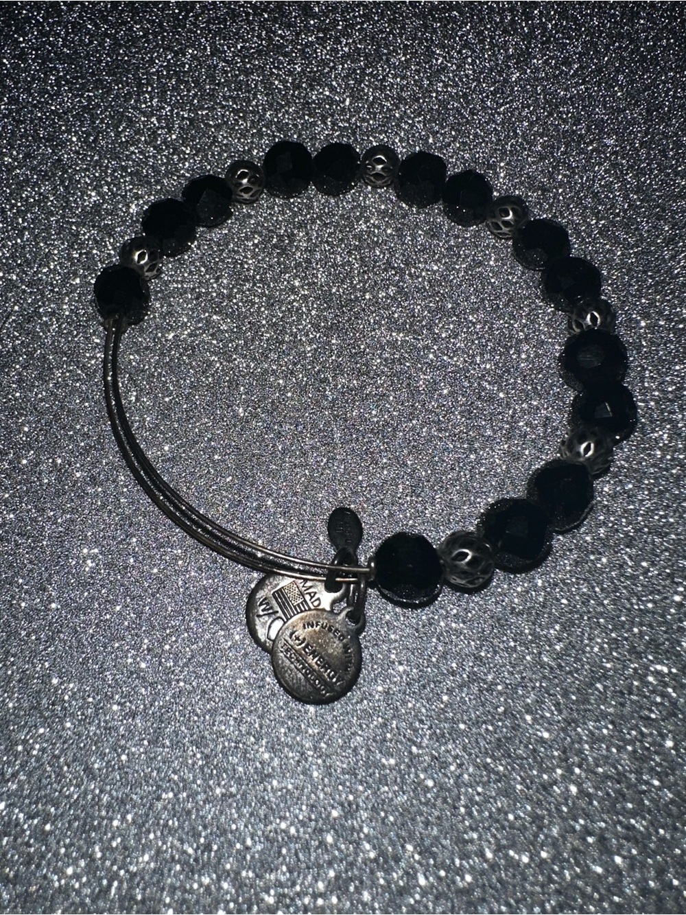 Alex and Ani Black Beaded Charm Bracelet